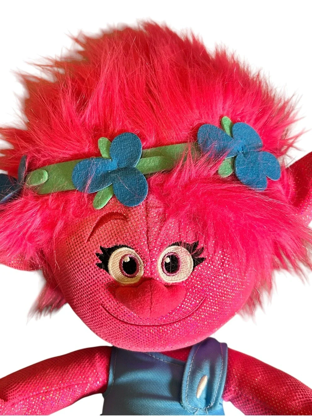 DreamWorks Trolls Poppy Plush Stuffed Animal Like New Pink Blue